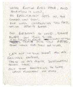 An early version of Love Will Tear Us Apart. Curtis played with variations of ‘your’, ‘this ’, and ‘the bedroom’ in earlier drafts